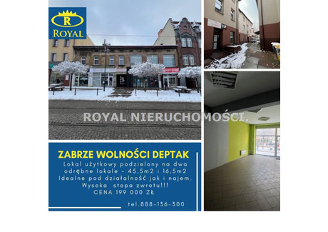 Komercyjne na sprzedaż - Deptak- obok Urzędu Miasta Centrum, Zabrze, Zabrze M., 62,37 m², 199 000 PLN, NET-RYL-LS-9080