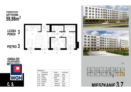 Mieszkanie na sprzedaż - Wojska Polskiego Głogów, Głogowski, 59,98 m², 413 862 PLN, NET-40580201