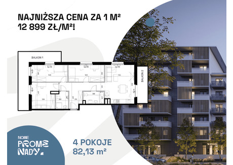 Mieszkanie na sprzedaż - ul. Czesława Miłosza Nadodrze, Wrocław, 82,13 m², 1 059 438 PLN, NET-A1.1.1.M3