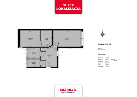 Mieszkanie na sprzedaż - Stanisława Noakowskiego Śródmieście-Centrum, Szczecin, 67,88 m², 383 000 PLN, NET-BON46443