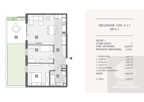 Mieszkanie na sprzedaż - Przestrzenna Dąbie, Szczecin, 59,87 m², 1 099 000 PLN, NET-SWN31638