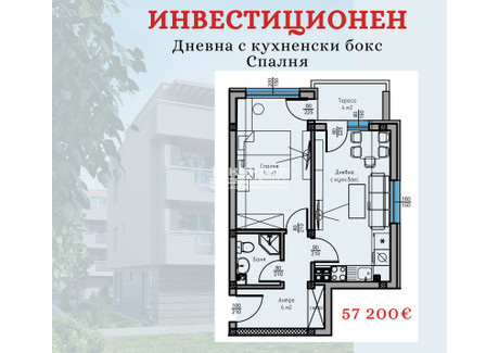 Mieszkanie na sprzedaż - Остромила/Ostromila Пловдив/plovdiv, Bułgaria, 59 m², 62 023 USD (244 372 PLN), NET-93888592
