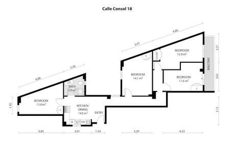 Mieszkanie do wynajęcia - Carrer Consol Valencia, Hiszpania, 70 m², 599 USD (2402 PLN), NET-101526667