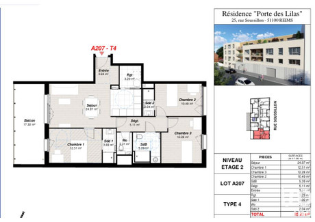 Mieszkanie na sprzedaż - Reims, Francja, 84 m², 455 005 USD (1 751 769 PLN), NET-95567387