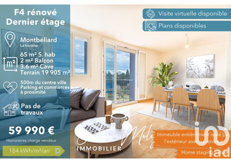 Mieszkanie na sprzedaż - Montbeliard, Francja, 65 m², 64 767 USD (255 184 PLN), NET-95347630