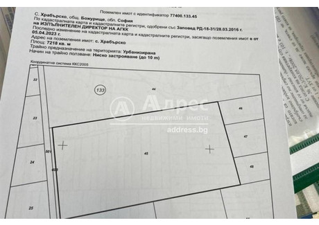 Działka na sprzedaż - с. Храбърско/s. Hrabarsko София/sofia, Bułgaria, 7218 m², 157 216 USD (657 161 PLN), NET-94274589