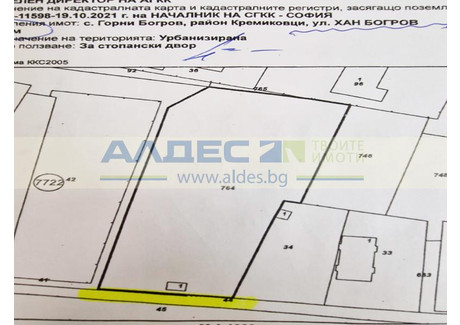 Działka na sprzedaż - с. Горни Богров/s. Gorni Bogrov София/sofia, Bułgaria, 4050 m², 277 742 USD (1 160 960 PLN), NET-91742542